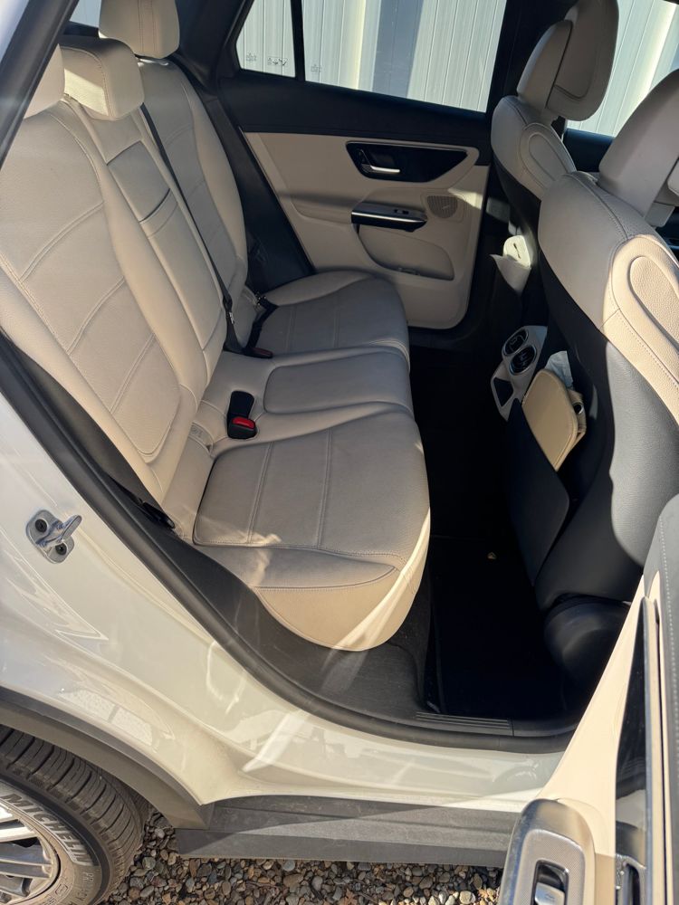 Detailed cream leather rear seat in a Mercedes-Benz