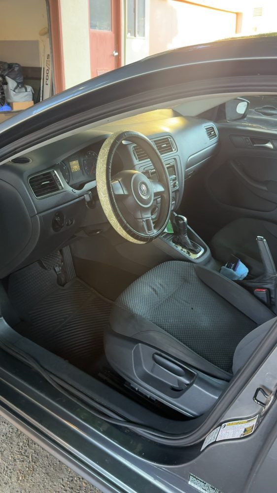 Clean front interior of a Volkswagen after detailing